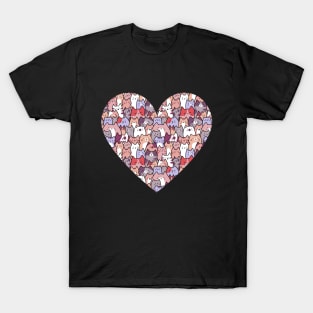 Cute cat pattern in a heart T-Shirt